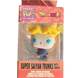 Funko × Dragon Ball Z Super Saiyan Trunks Pocket POP Keychain - Blue and Yellow.